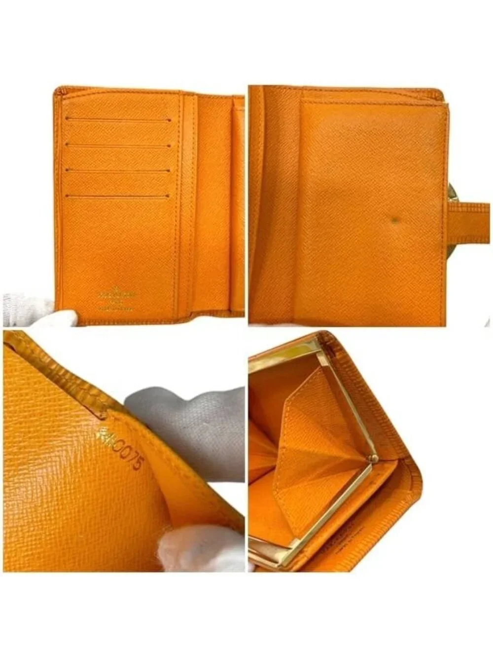 Louis Vuitton Bifold Wallet Portomonevier Viennois Orange Mandarin Epi Kiss